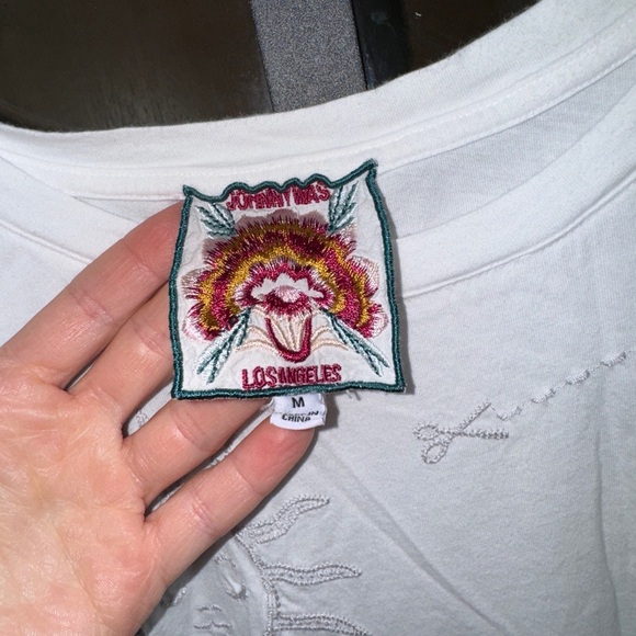 Johnny Was Sovanna embroidered Cap short Sleeve tee crewneck sun moon stars rain - Picture 3 of 8